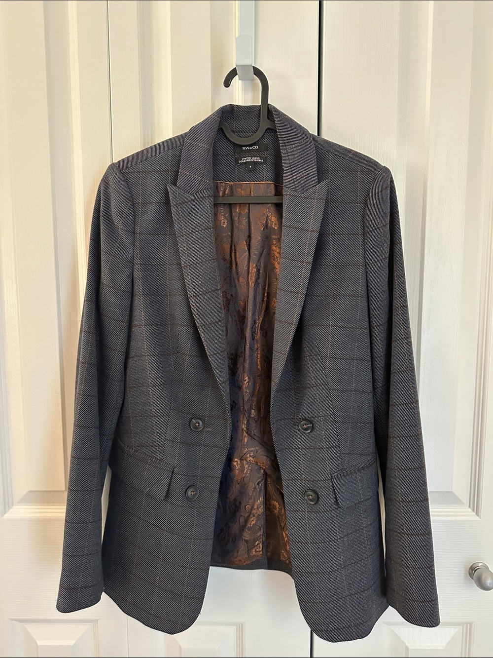 RW&CO. Women's Grey Brown Plaid Blazer sz4